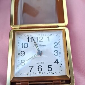 Seth Thomas Gold Travel Alarm Clock - White Dial
